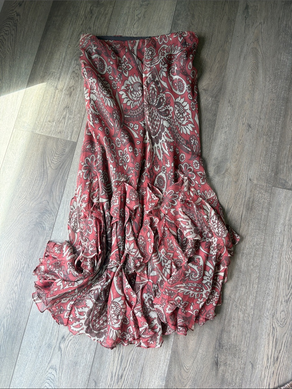 Boho Floral Tiered Maxi Dress in Dusty Rose